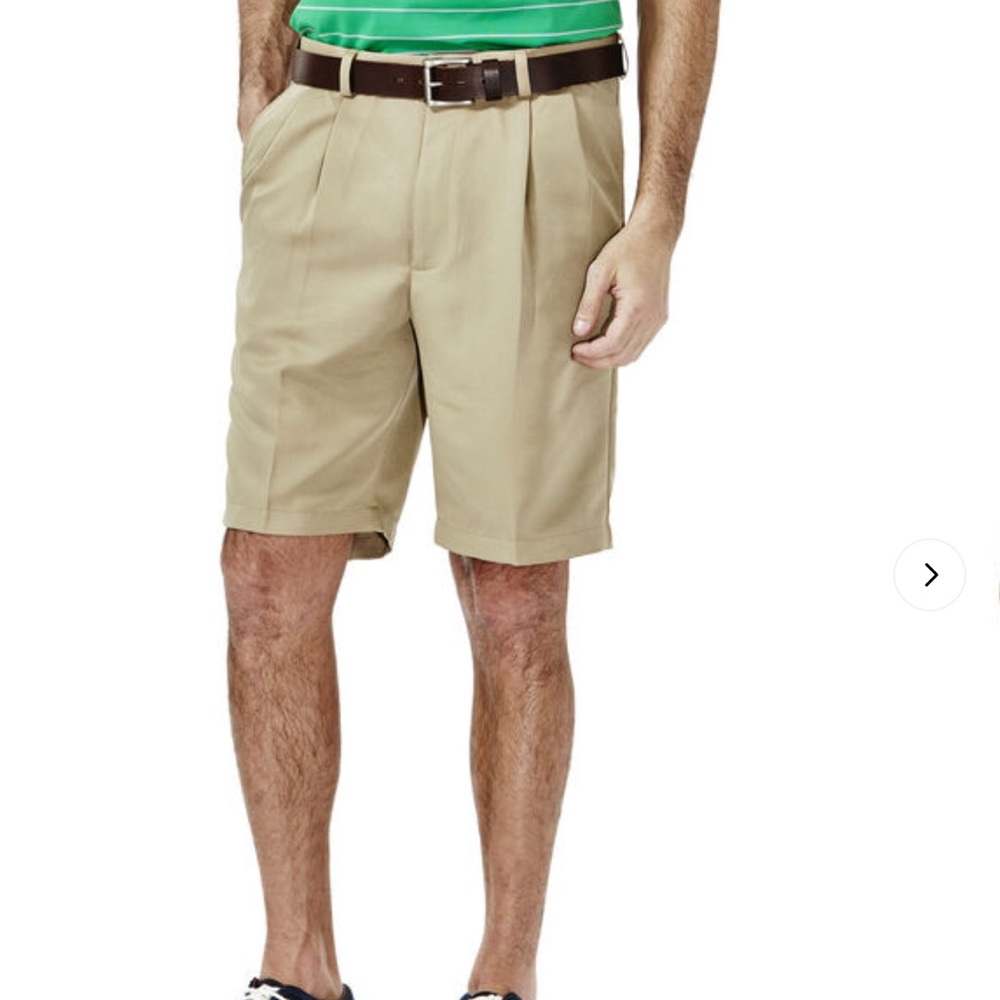 HAGGAR Men’s Performance Wear Khaki Pleated Front Golf Shorts | Size 30
